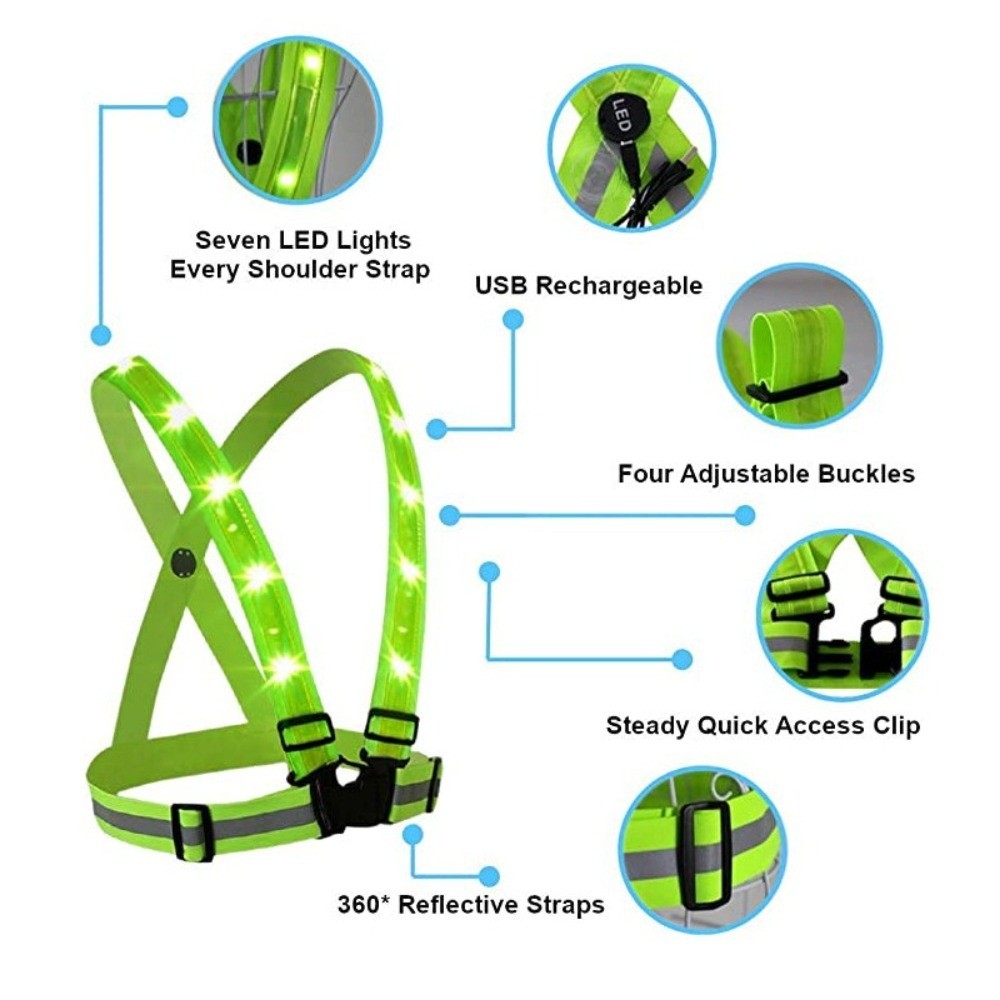 Новый полиэстеровый светодиодн – обзор и цена Reflective Vest Cycling
